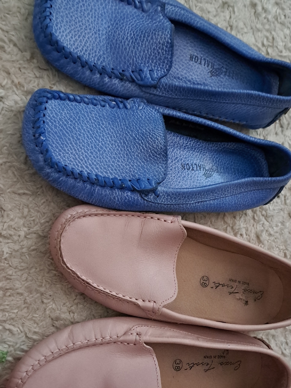 Unbranded Blue and Blush Women’s Leather Loafers - Comfortable Flats Sz 7 & 7.5